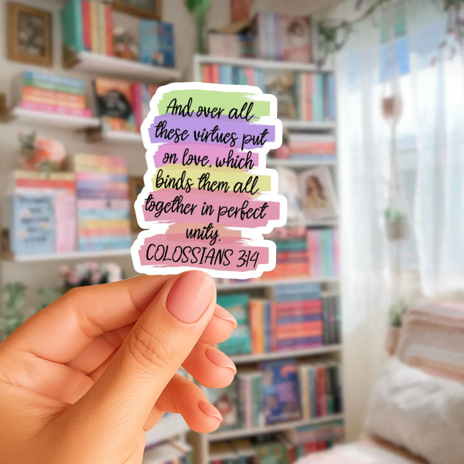 Colossians 3:14 Sticker (Phone Size (3-inches), 1, Regular)