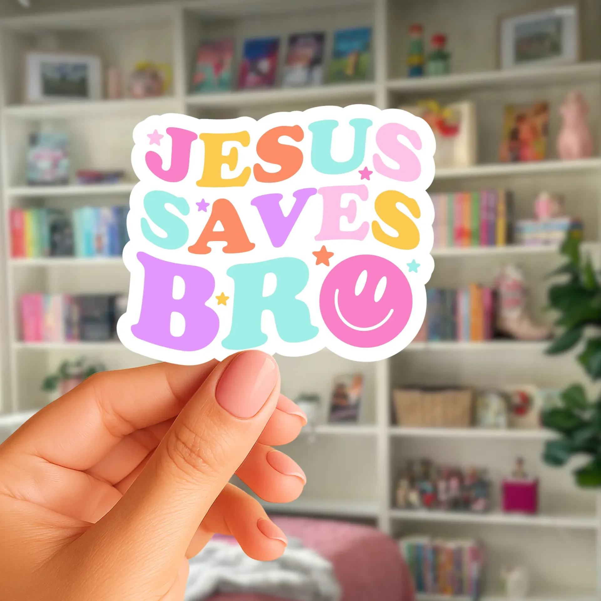 Jesus saves bro Sticker (Phone Size (3-inches), 1, Regular)