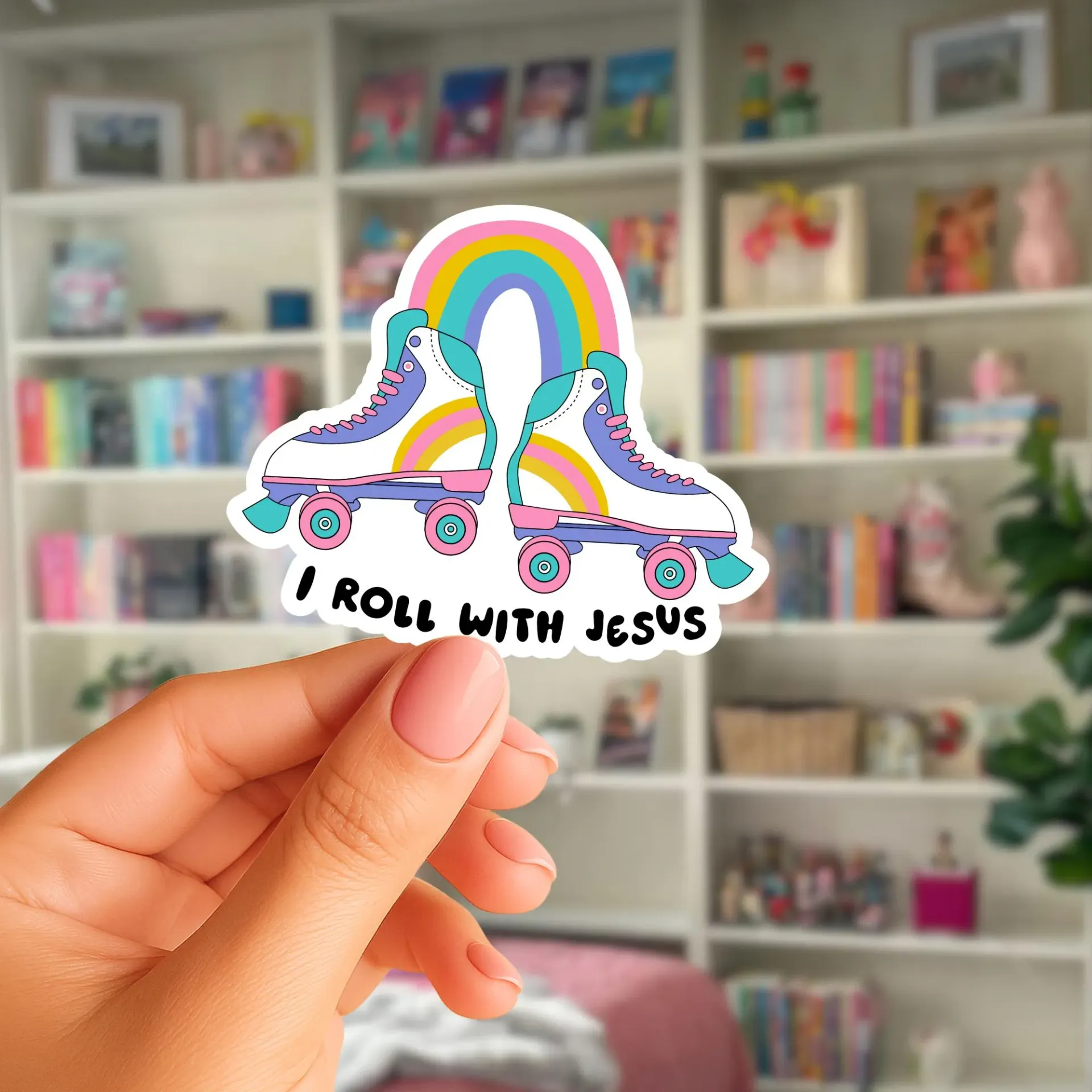 I roll with Jesus Sticker (Phone Size (3-inches), 1, Regular)