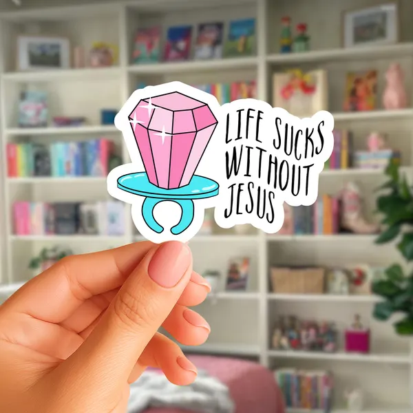 Life Sucks Without Jesus Sticker (Phone Size (3-inches), 1, Regular)
