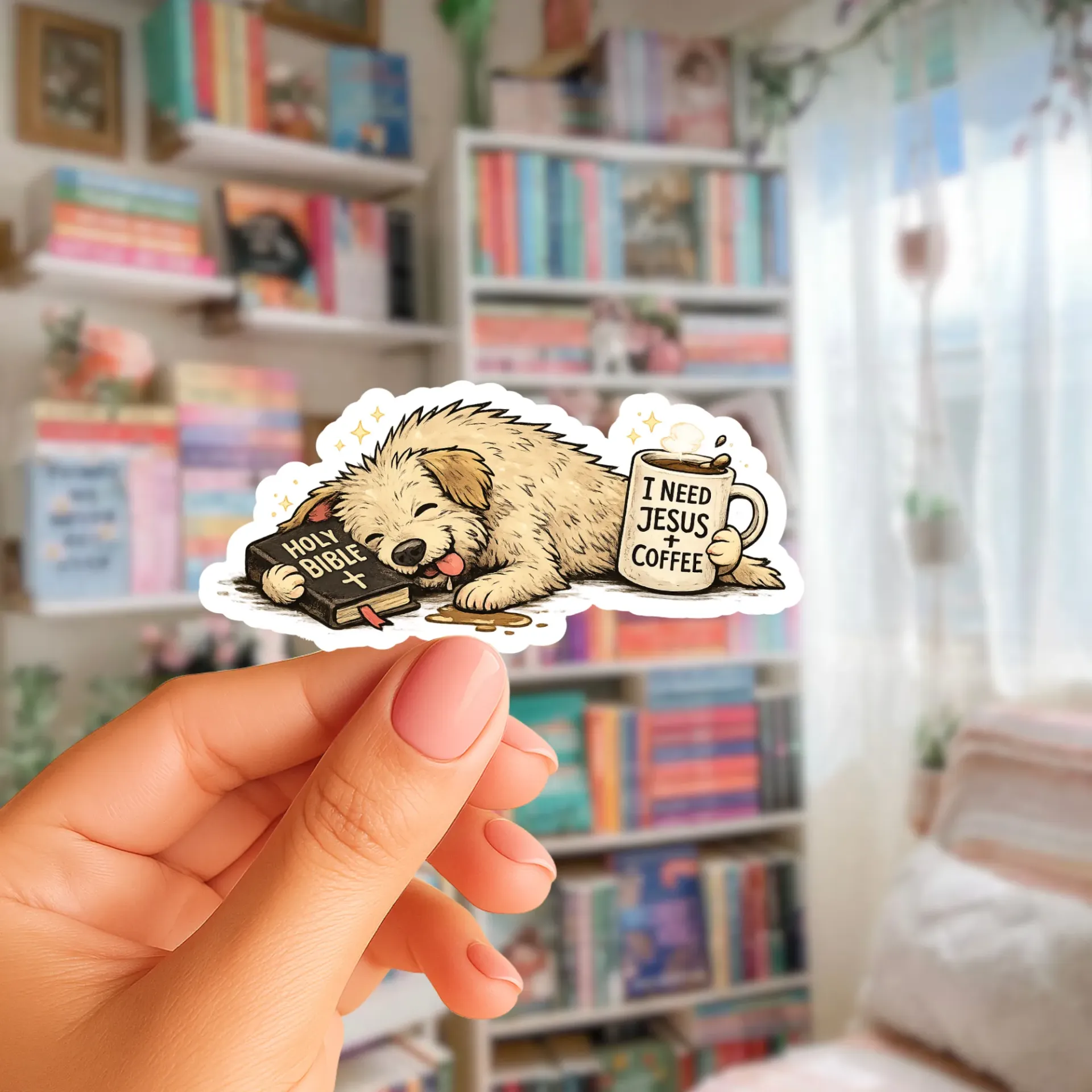 I Need Jesus and Coffee Sticker (Phone Size (3-inches), 1, Regular)