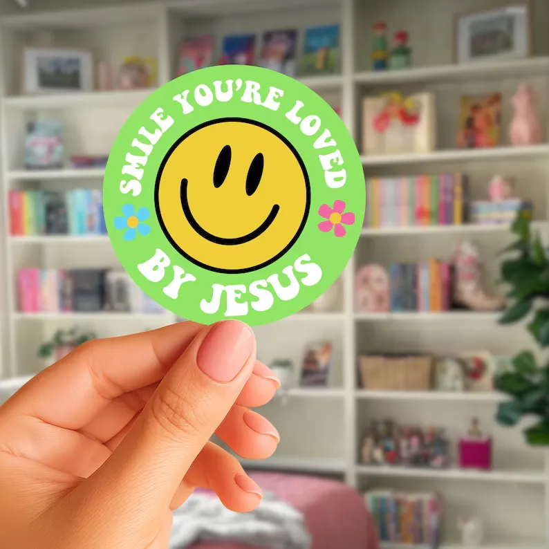 Smile your loved by Jesus Sticker (Phone Size (3-inches), 1, Regular)