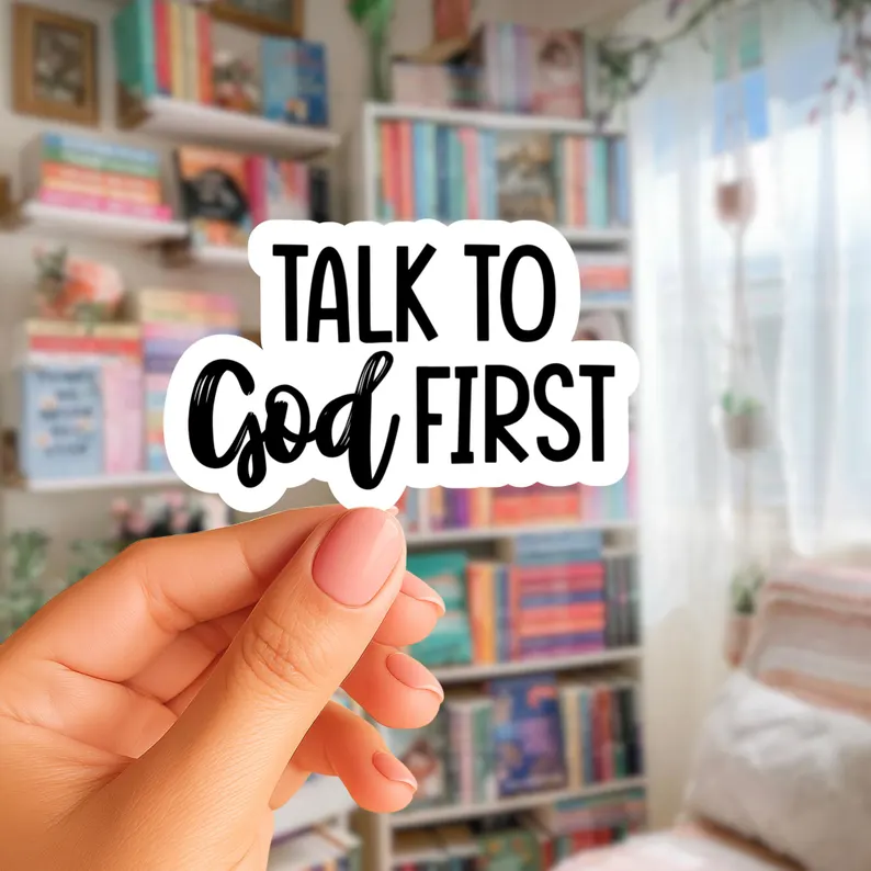 Talk To God First Sticker (Phone Size (3-inches), 1, Regular)