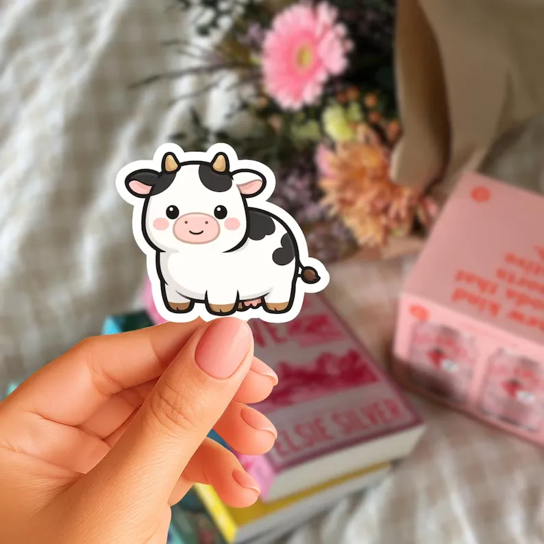Cute Cow Sticker (Phone Size (3-inches), 1, Regular)