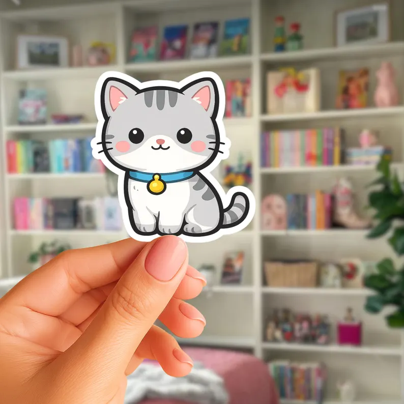 Cute Cat Sticker (Phone Size (3-inches), 1, Regular)