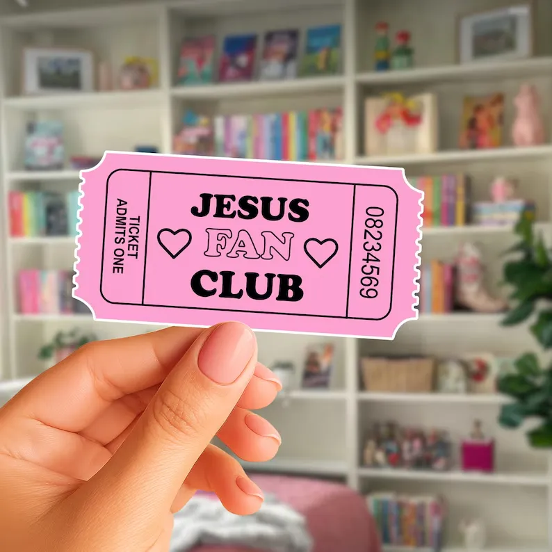 Jesus fan club Sticker (Phone Size (3-inches), 1, Regular)