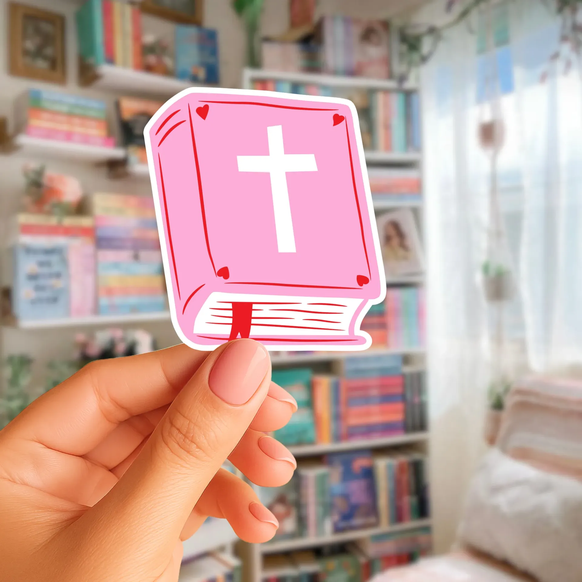 Pink Bible Sticker (Phone Size (3-inches), 1, Regular)
